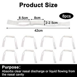 Nose Throat, Pack of 8, Nose Bandage with Ear Loops, Nose Bandage, Nose Tamponade, Comfortable and Very Absorbent Nose Loop and Bandage Material, Latex-Free Retainer, Easy to Wear