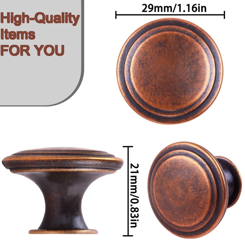 YOIPE Pack of 10 Flat Round Shape Drawer Pulls Red