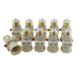 Rextin 10 pcs Adapter E26 to 2 Polarized Outlet Bulb Holder Socket Converter,Standard Medium E26 Base Light Bulb to 2 Prong Outlet Plug Splitter Converter (E26 to 2 Outlet 10 Pack)