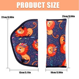 OTKARXUS Seat Belt Pads,2PCS Universal Car Safety Seat Belt Pillow with Seatbelt Strap Cover,Car Seat Accessories Seat Belt Cover Shoulder Pads for Kids (Little Lion Pattern)