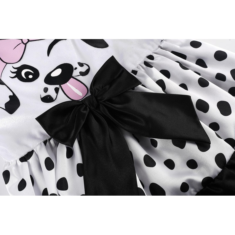 ReliBeauty Dalmatian Costume for Children, Girls, with Ears, Headband Tail,