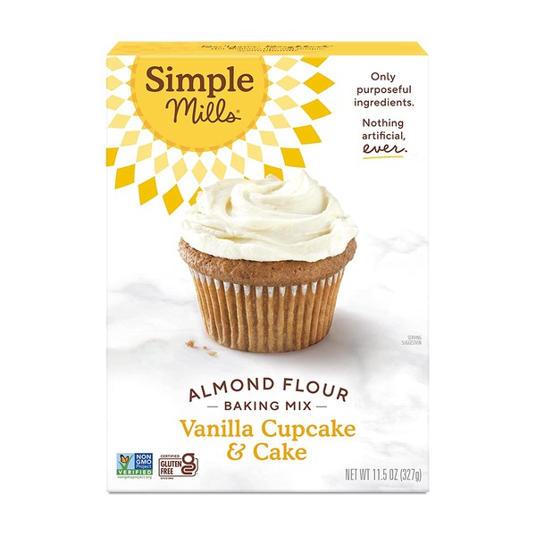 Simple Mills Almond Flour Baking Mix, Gluten Free Vanilla Cake Mix, Muffin pan ready, Made with whole foods, (Packaging May Vary)