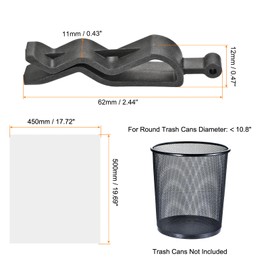 MECCANIXITY 3 Rolls 60 Counts 2-4 Gallon Small Trash Bags Waste Basket Liners White & 6Pcs Garbage Bin Clip Plastic Clamp Black for Home, Office, Daily Use