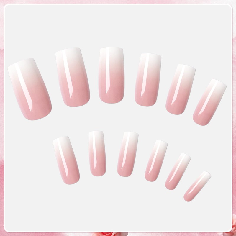 AddFavor 240pc Ombre Press on Nails Long Square, Acrylic Fake
