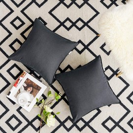 Jeanerlor Pack of 2 24x24 Square Cool Cotton Linen Decorative Throw Pillow Covers Set Cushion Case for Sofa/Bedroom/Car 60 x 60cm