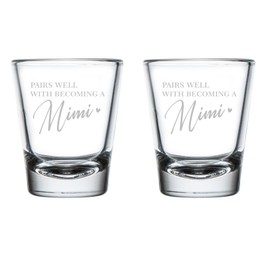 Set of 2 Shot Glasses 1.75oz Shot Glass Pairs Well With Becoming A Mimi Baby Announcement Pregnancy Announcement Grandmother