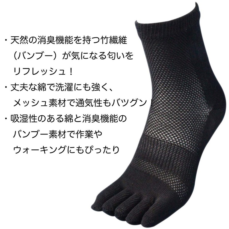Hayashi BC935 Women's Socks, 5 Toe Mesh, 2 Pairs Set,
