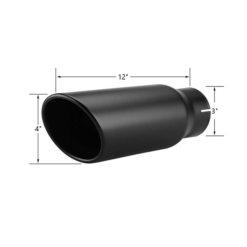 LCGP 3" Inlet Exhaust Black Tip,3" x 4" x 12"