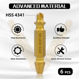 RENYU 6 Pcs Damaged Screw Extractor Kit, HSS 4341 Screw Extractor Remover Set for Stripped Bolts Drill Bit Tools Stripped Head Screws Nuts