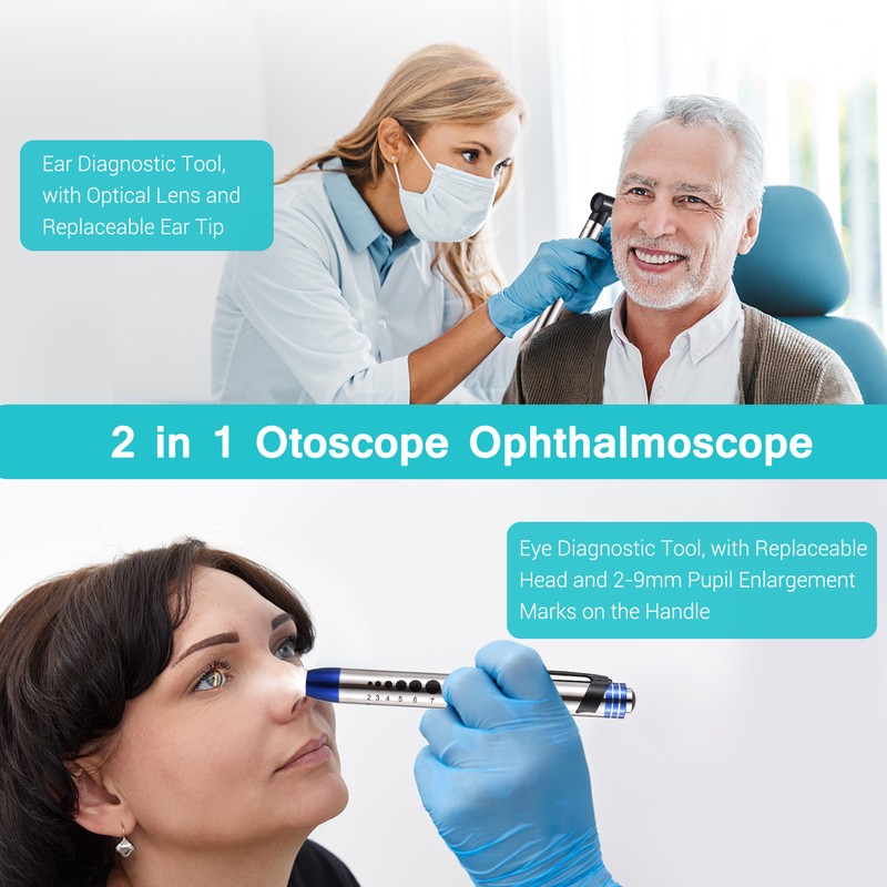 2 in 1 Otoscope and Eyes Diagnostic Tool Kit with