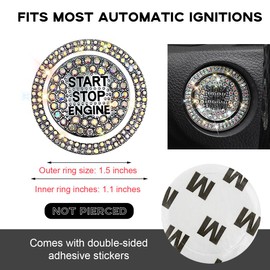 povtii Bling Car Push Start Button Sticker, Sparkling Crystal Rhinestone Engine Start Ring Decal, Anti-Scratch Auto Key Ignition Knob Ring Cover, Interior Car Accessories (Colorful, Non-Perforated)