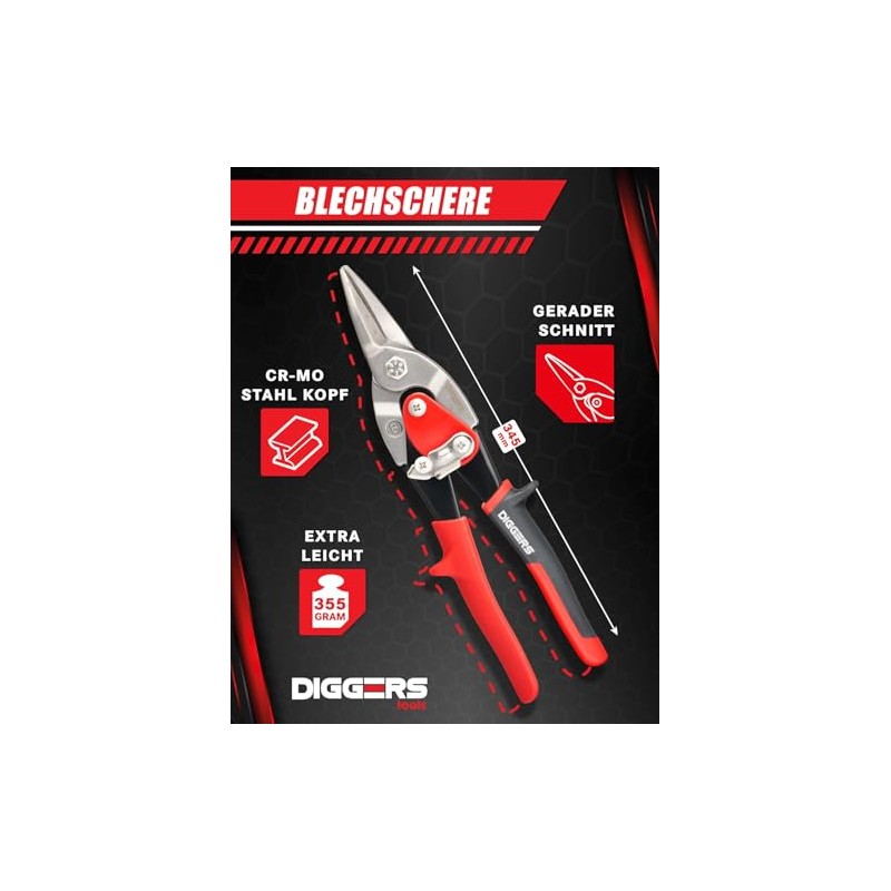 Diggers Tools Metal Snip Set – 2-Piece Professional Sheet Metal