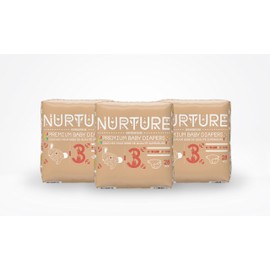Nurture Diapers by BioBag, Size 3 (9-18 pounds), 84 Premium Quality Baby Diapers, Chemical Free, Ultra Absorbent, Eco Friendly, Hypoallergenic, White