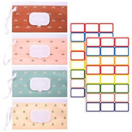 Pack of 4 Wet Wiping Bags and 2 Label Stickers, Reusable Wiping Bags, Mop Dispenser, Wiping Deposits