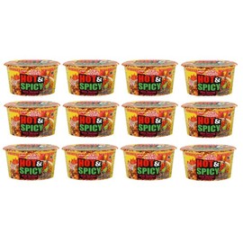 Nissin Bowl Noodles HOT & Spicy SHRIMP Flavor Microwavable and Spoonable Noodles & Soup with Og Trans FAT for Best in Ramen Instant Noddle Soup- 12 Pack of 3.27 Oz Cups