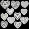 Xiufortion 11PCS Extra Large Heart Shapes Lace Applique Embroidery Organza