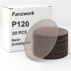 FANZWORK 30 Stück 150 mm Netz-Schleifgitter Klett für Exzenterschleifer, Korn P120 – Schleifgitter Set für Holz, Metall, Kunststoff & Lack