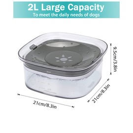 Pettom Water Bowl for Dogs, 2 L, Leak-Proof, Non-Slip, Drinking Bowl, Dog Travel Water Dispenser