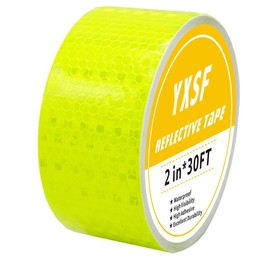 YXSF Yellow Fluorescent Reflective Tape,2 Inch×32 Feet Reflector Strips,High Visibility Outdoor Waterproof Self-Adhesive Reflective Tape for Bikes Cars Ships Motorcycles…