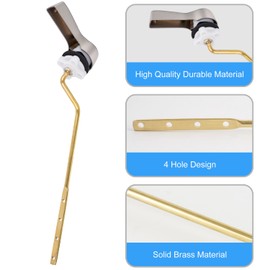 iFealClear 2Pack Brass Side Mount Toilet Tank Flush Lever, Universal Angle Handle Toilet Tank Trip Lever, Stainless Steel Flapper Chains, Brushed Nickel