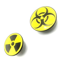 Biohazard & Radioactive Radiation Toxic Danger Dangerous Disease Warning Nuclear Fallout Yellow Metal Enamel Pin Badge Pack of 2