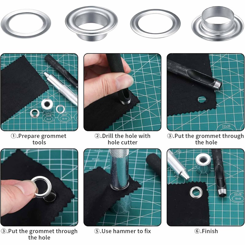 100 Ösenzange, 10mm Planen Grommet Werkzeug Kit Metall Ösen mit