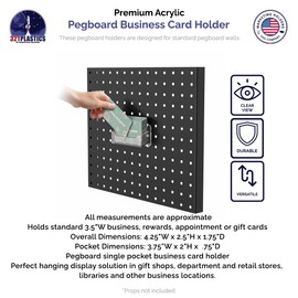 Marketing Holders Pegboard Business Card Holder Clear Acrylic Dispenser for 3.5" x 2" Contact or Appointment Cards in Professional Offices or Stores
