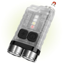 Diamond Ore Keychain Flashlight 900 Lumens Rechargeable Mini LED Flashlight Glow in The Dark Compact EDC Flashlight with UV Blacklight Magnetic Base Waterproof Pocket Flashlight for Camping Emergency