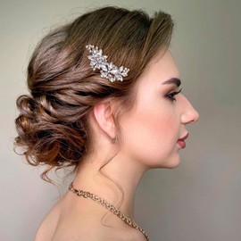 Deozu 4 Pcs Crystal Flower Hair Clips, Silver Bridal Flower Hair Clip, Rhinestone Hair Accessories for Women, Brides, Wedding