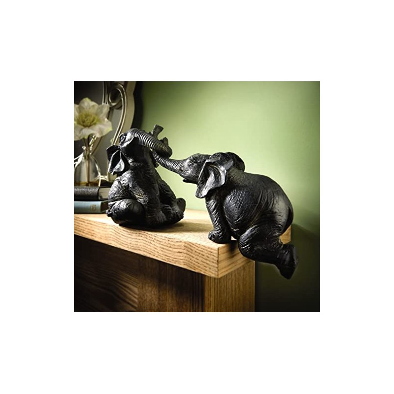 mysmartbuy.com Set of 2 Shelf Sitting Elephants – Decorative Handmade