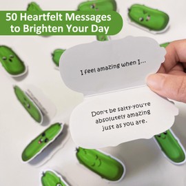 BBJ WRAPS Positive Pickle, Emotional Support Pickles, Mini Affirmation Card Jar, 50 Unique Messages, Positive Pickle Affirmation Cards, Funny Gifts Decorative Jar for Anxiety Relief