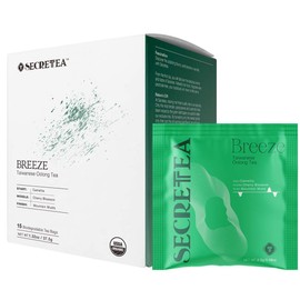T SECRETEA Oolong Tea Bags, Taiwan High Mountain 100% Organic, Hand Crafted, Powerful Antioxidant And Biodegradable Breeze oolong Tea, 15 Sachets