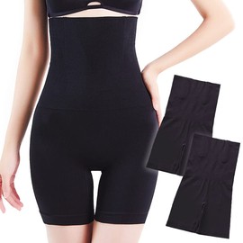 BiURU (Moderate tightness x 6 sizes) [High waist and thin and comfortable to wear] shapewear pelvis tummy tightening girdle high waist, Black 2pcs, 3 L