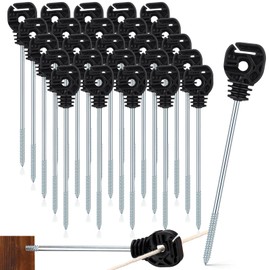 Tandefio 25 Pcs Electric Fence Wire Insulator Stand Off Screw in Insulator Black Fence Post Insulator Long Arm Wood Post Insulator for Tape Rope Electric Wire Animal Agricultural Garden