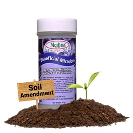 Medina Beneficial Microbes - Enhance Soil Nutrient & Health with Natural Blend, Ideal for Home Gardens, Concentrated 4oz Jar - Treats up to 24,000 sq ft, Sustainable, Long Shelf Life