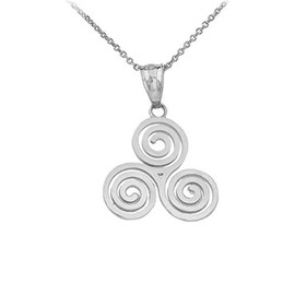 Claddagh Gold - 925 Sterling Silver Celtic Irish Triskele Triple Spiral Charm Pendant Necklace, 22"