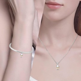 NUNUYAYA Charms Beads 925 Sterling Silver Eggshell Chipped with 5A Cubic fits for Charms Bracelets for Woman Mother's Day Christmas Birthday Gift