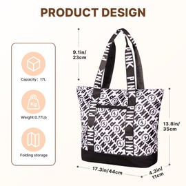 Boomistry Travel Tote Bag for Women Girl, Large Waterproof Beach Bag for Daily (White)