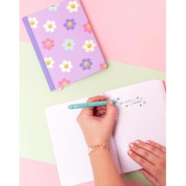 Callie Danielle Notebook Journal, Personal Journaling Notebooks for Women, Cute Writing Journal, Small Note Book, Aesthetic Notebook for Gift (Purple - Happy Daisies)