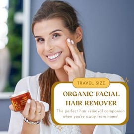 MOOM - Kit de depilación de cera de azúcar facial, cera de cejas para mentón, labio, 1.6 onzas | Travel Facial Hair Removal Kit with Aloe Vera, Tea Tr