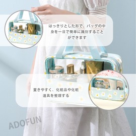 Cosmetic Pouch, Vinyl Pouch, Cosmetics Pouch, Translucent, Waterproof, Travel Pouch, PVC Cosmetic Pouch, Floral Cute, Large Capacity, Travel Packaging, Multi-functional, Cosmetics Storage, Everyday