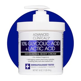Advanced Clinicals- Loción corporal hidratante para el cuidado de la piel con 10% de ácido glicólico y ácido láctico | AHA Exfoliating KP Bump Eraser B