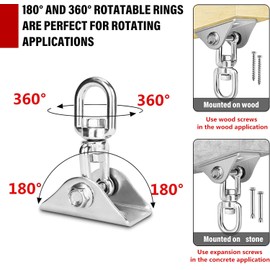 Hammock Hanging Kit - 1200 LB Capacity Heavy Duty 360° Rotating,Outdoor Patio Porch Swing Hardware, Heavy Duty Punching Bag Swivel Hanger,Ceiling Hook for Concrete Wood Swing, Yoga, Gym