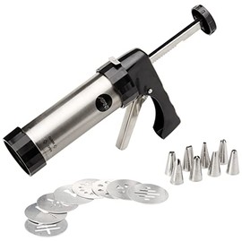 Avanti 12861 17-Piece Cookie Press and Icing Set, Silver/Black