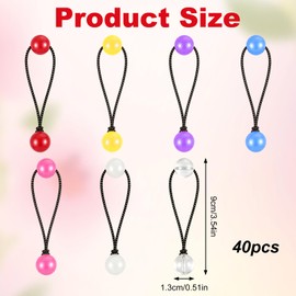 40 Pcs Hair Tie Balls with Double Beads, 12mm Colorful Bubble Ponytail Holders, Elastic Hair Balls for Girls, Bubble Ponytail Holders - 80s 90s Retro Elastic Hairs Accessories