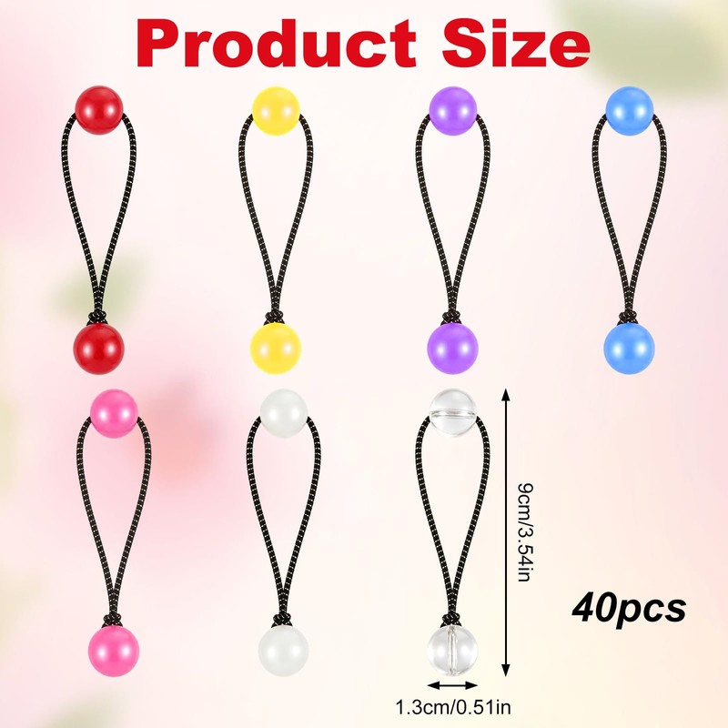 40 Pcs Hair Tie Balls with Double Beads, 12mm Colorful