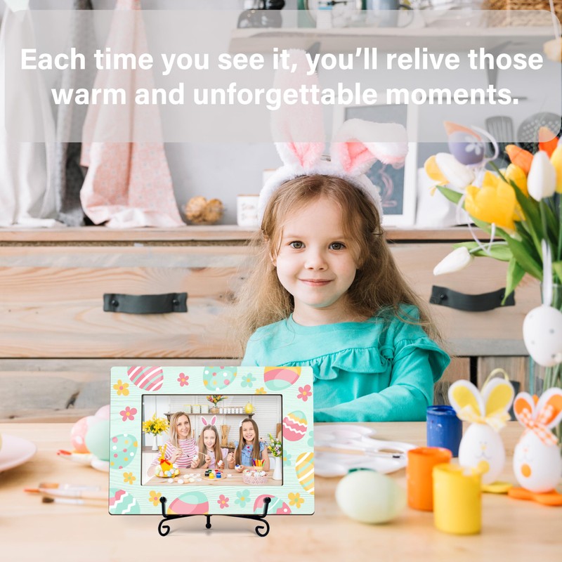 HJLLOQR Easter Photo Frame, Happy Easter Wooden 4x6 Picture Frame