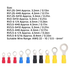 102 PCS Insulated Ring Terminal 10 Specifications Crimp Terminals PVC Flame Retardant Wire Connectors Assortment Kit