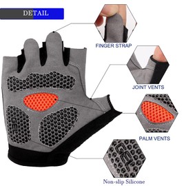 Cycling Gloves with Gel, Fingerless Non-Slip Shock-Absorbing Mountain Bike Gloves, Breathable Training Gloves MTB Road Cycling Gloves for Men Women (M)