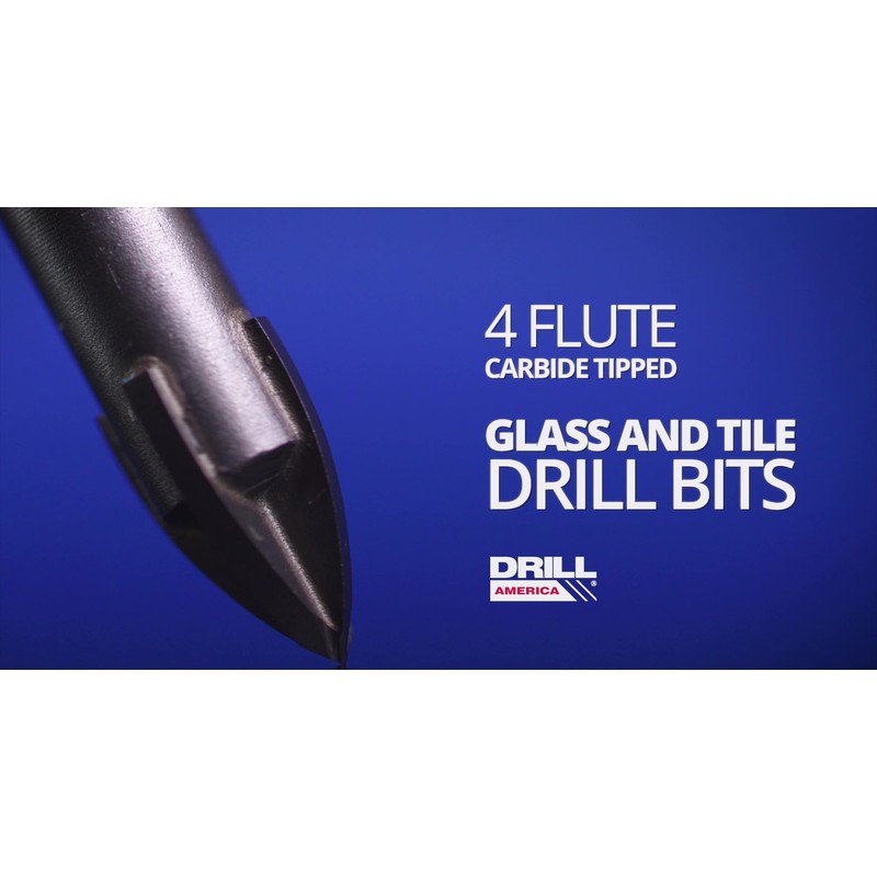 Drill America 5 Piece Carbide Tipped 4 Flute Glass &